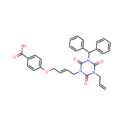 C=CCn1c(=O)n(C/C=C/COc2ccc(C(=O)O)cc2)c(=O)n(C(c2ccccc2)c2ccccc2)c1=O ZINC000036310652