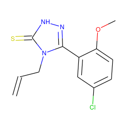 C=CCn1c(-c2cc(Cl)ccc2OC)n[nH]c1=S ZINC000018115738