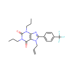 C=CCn1c(-c2ccc(C(F)(F)F)cc2)nc2c1c(=O)n(CCC)c(=O)n2CCC ZINC000013832737