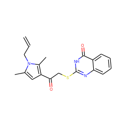 C=CCn1c(C)cc(C(=O)CSc2nc3ccccc3c(=O)[nH]2)c1C ZINC000008617394