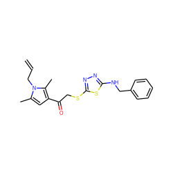 C=CCn1c(C)cc(C(=O)CSc2nnc(NCc3ccccc3)s2)c1C ZINC000002622653