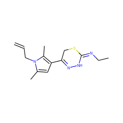 C=CCn1c(C)cc(C2=NN/C(=N\CC)SC2)c1C ZINC000006114548