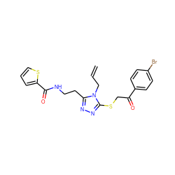 C=CCn1c(CCNC(=O)c2cccs2)nnc1SCC(=O)c1ccc(Br)cc1 ZINC000002859421