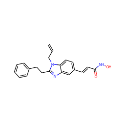 C=CCn1c(CCc2ccccc2)nc2cc(/C=C/C(=O)NO)ccc21 ZINC000136925878