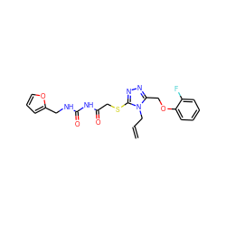 C=CCn1c(COc2ccccc2F)nnc1SCC(=O)NC(=O)NCc1ccco1 ZINC000004166900