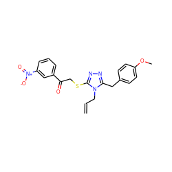 C=CCn1c(Cc2ccc(OC)cc2)nnc1SCC(=O)c1cccc([N+](=O)[O-])c1 ZINC000001061132