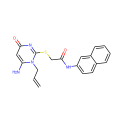 C=CCn1c(N)cc(=O)nc1SCC(=O)Nc1ccc2ccccc2c1 ZINC000000796567