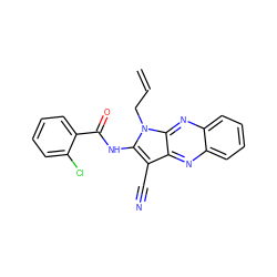 C=CCn1c(NC(=O)c2ccccc2Cl)c(C#N)c2nc3ccccc3nc21 ZINC000002280965