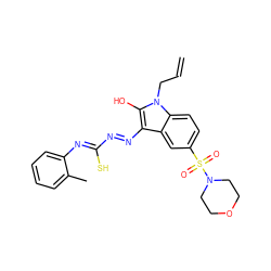 C=CCn1c(O)c(N=NC(S)=Nc2ccccc2C)c2cc(S(=O)(=O)N3CCOCC3)ccc21 ZINC000253961401