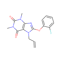 C=CCn1c(Oc2ccccc2F)nc2c1c(=O)n(C)c(=O)n2C ZINC000004386646