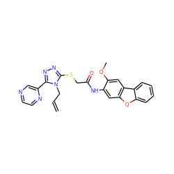 C=CCn1c(SCC(=O)Nc2cc3oc4ccccc4c3cc2OC)nnc1-c1cnccn1 ZINC000002372019