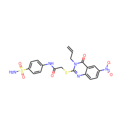 C=CCn1c(SCC(=O)Nc2ccc(S(N)(=O)=O)cc2)nc2ccc([N+](=O)[O-])cc2c1=O ZINC000299821011