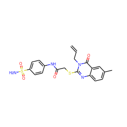 C=CCn1c(SCC(=O)Nc2ccc(S(N)(=O)=O)cc2)nc2ccc(C)cc2c1=O ZINC000299826771