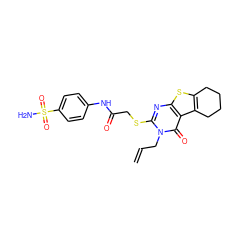 C=CCn1c(SCC(=O)Nc2ccc(S(N)(=O)=O)cc2)nc2sc3c(c2c1=O)CCCC3 ZINC000001811348