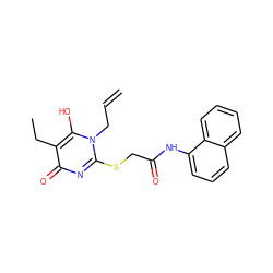 C=CCn1c(SCC(=O)Nc2cccc3ccccc23)nc(=O)c(CC)c1O ZINC000100506816