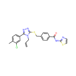 C=CCn1c(SCc2ccc(C(=O)Nc3nccs3)cc2)nnc1-c1ccc(C)c(Cl)c1 ZINC000002859430