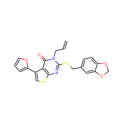 C=CCn1c(SCc2ccc3c(c2)OCO3)nc2scc(-c3ccco3)c2c1=O ZINC000001109468