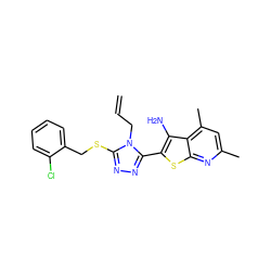 C=CCn1c(SCc2ccccc2Cl)nnc1-c1sc2nc(C)cc(C)c2c1N ZINC000008636988