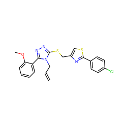 C=CCn1c(SCc2csc(-c3ccc(Cl)cc3)n2)nnc1-c1ccccc1OC ZINC000003410803