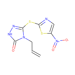 C=CCn1c(Sc2ncc([N+](=O)[O-])s2)n[nH]c1=O ZINC000015924126