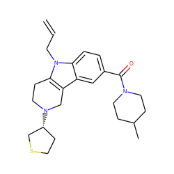 C=CCn1c2c(c3cc(C(=O)N4CCC(C)CC4)ccc31)CN([C@@H]1CCSC1)CC2 ZINC000036479449