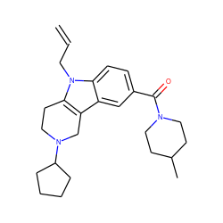 C=CCn1c2c(c3cc(C(=O)N4CCC(C)CC4)ccc31)CN(C1CCCC1)CC2 ZINC000036479714