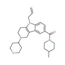 C=CCn1c2c(c3cc(C(=O)N4CCC(C)CC4)ccc31)CN(C1CCOCC1)CC2 ZINC000036479446