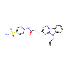 C=CCn1c2ccccc2c2nnc(SCC(=O)Nc3ccc(S(N)(=O)=O)cc3)nc21 ZINC000002188748