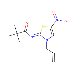 C=CCn1cc([N+](=O)[O-])s/c1=N\C(=O)C(C)(C)C ZINC000040380596