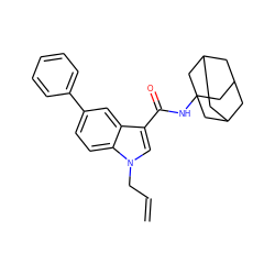 C=CCn1cc(C(=O)NC23CC4CC(CC(C4)C2)C3)c2cc(-c3ccccc3)ccc21 ZINC000084690298