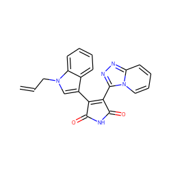 C=CCn1cc(C2=C(c3nnc4ccccn34)C(=O)NC2=O)c2ccccc21 ZINC000299856469