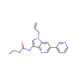 C=CCn1cc(NC(=O)NCC)c2ncc(-c3cccnc3)cc21 ZINC000653768402