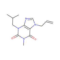 C=CCn1cnc2c1c(=O)n(C)c(=O)n2CC(C)C ZINC000028757136