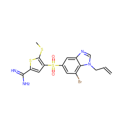 C=CCn1cnc2cc(S(=O)(=O)c3cc(C(=N)N)sc3SC)cc(Br)c21 ZINC000036330291