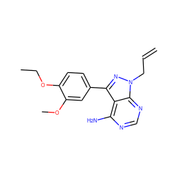 C=CCn1nc(-c2ccc(OCC)c(OC)c2)c2c(N)ncnc21 ZINC000008581977