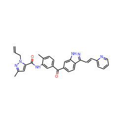 C=CCn1nc(C)cc1C(=O)Nc1cc(C(=O)c2ccc3c(/C=C/c4ccccn4)n[nH]c3c2)ccc1C ZINC000167153681