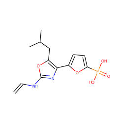 C=CNc1nc(-c2ccc(P(=O)(O)O)o2)c(CC(C)C)o1 ZINC000169326743