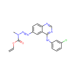 C=COC(=O)N(C)/N=N/c1ccc2ncnc(Nc3cccc(Cl)c3)c2c1 ZINC000045287691