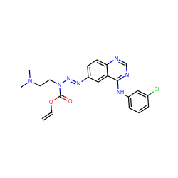 C=COC(=O)N(CCN(C)C)/N=N/c1ccc2ncnc(Nc3cccc(Cl)c3)c2c1 ZINC000045287254