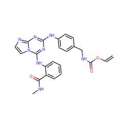 C=COC(=O)NCc1ccc(Nc2nc(Nc3ccccc3C(=O)NC)n3ccnc3n2)cc1 ZINC000299858204