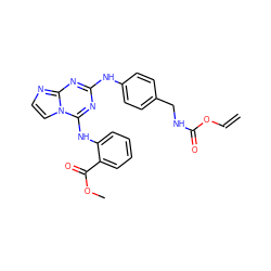 C=COC(=O)NCc1ccc(Nc2nc(Nc3ccccc3C(=O)OC)n3ccnc3n2)cc1 ZINC000299861762