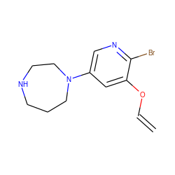 C=COc1cc(N2CCCNCC2)cnc1Br ZINC000013704040