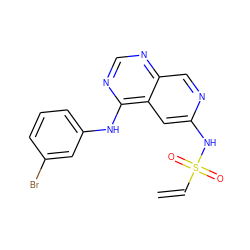 C=CS(=O)(=O)Nc1cc2c(Nc3cccc(Br)c3)ncnc2cn1 ZINC000013861834