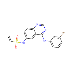 C=CS(=O)(=O)Nc1ccc2ncnc(Nc3cccc(Br)c3)c2c1 ZINC000013861835