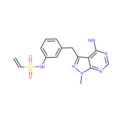 C=CS(=O)(=O)Nc1cccc(Cc2nn(C)c3ncnc(N)c23)c1 ZINC000147111726