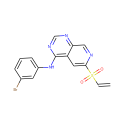 C=CS(=O)(=O)c1cc2c(Nc3cccc(Br)c3)ncnc2cn1 ZINC000013861837