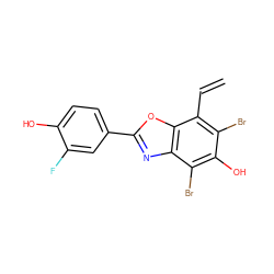 C=Cc1c(Br)c(O)c(Br)c2nc(-c3ccc(O)c(F)c3)oc12 ZINC000013583737