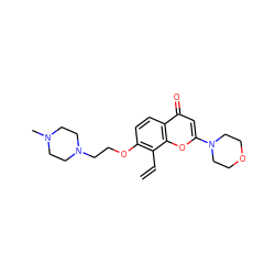 C=Cc1c(OCCN2CCN(C)CC2)ccc2c(=O)cc(N3CCOCC3)oc12 ZINC000022443729