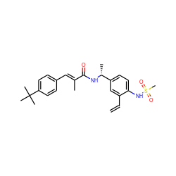 C=Cc1cc([C@@H](C)NC(=O)/C(C)=C/c2ccc(C(C)(C)C)cc2)ccc1NS(C)(=O)=O ZINC000036478549