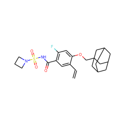 C=Cc1cc(C(=O)NS(=O)(=O)N2CCC2)c(F)cc1OCC12CC3CC(CC(C3)C1)C2 ZINC000216246615